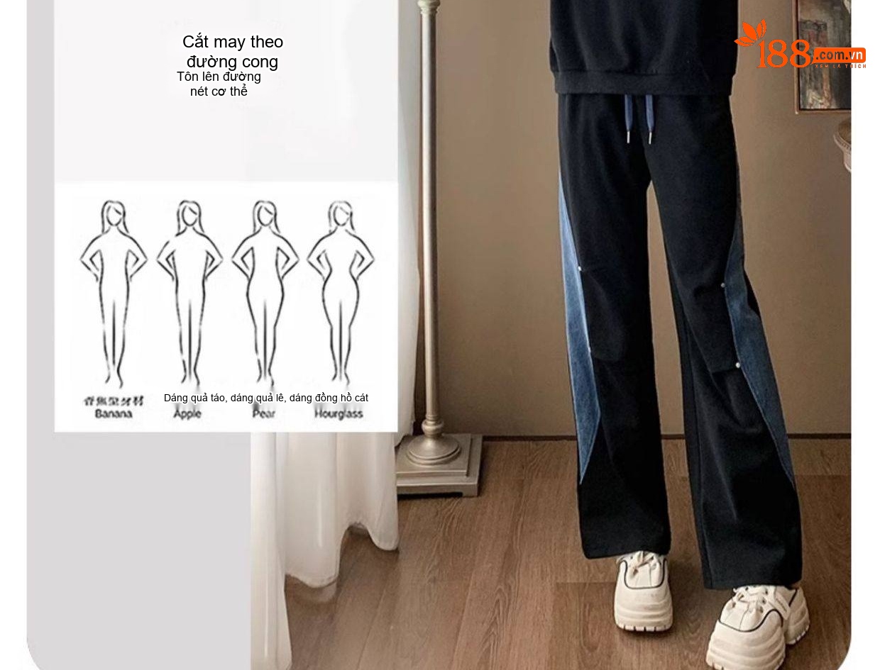 Bộ Đồ Nữ Áo Hoodie Tay Dài Quần Ống Rộng Phong Cách Casual Màu Đen chi tiết 10