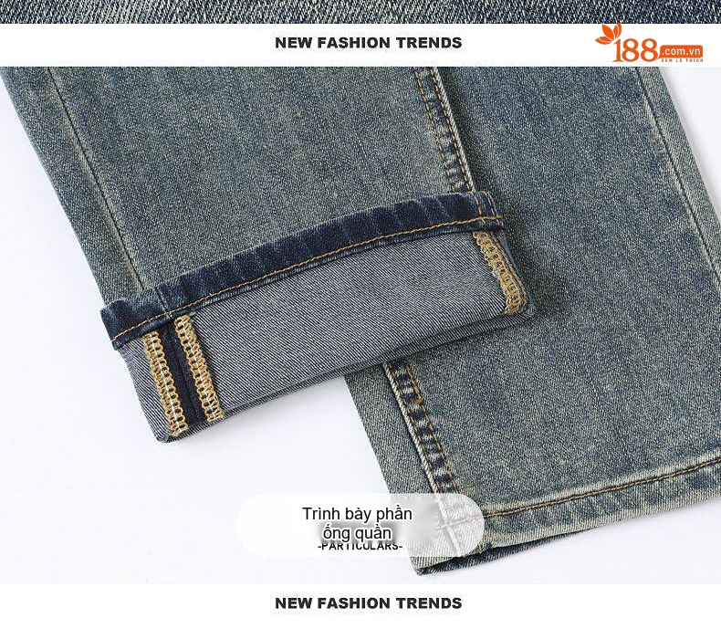 Quần Jean Nam Cotton In Họa Tiết Rách Gối Dáng Ôm Vừa Màu Xanh chi tiết 25