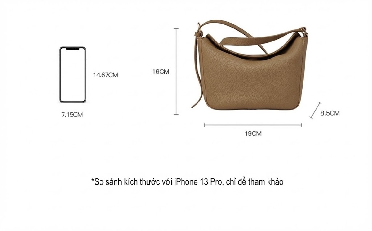 Túi Tote Da Bò Mềm Mại Đeo Vai Thời Trang Túi Đeo Nách Da Thật Đeo Chéo Đa Năng Màu Kem chi tiết 2
