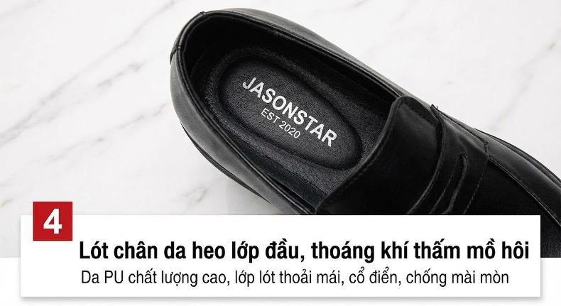 Giày Tây Buộc Dây Nam Da Bò Chiều Cao Đế Khoảng 3cm Màu Đen chi tiết 6