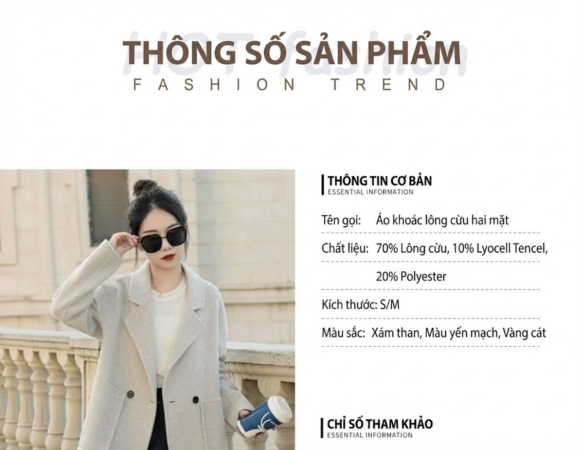 Áo Khoác Dạ Nữ Dáng Dài Vừa Vặn Thời Trang Màu Nâu, Be, Đen chi tiết 16