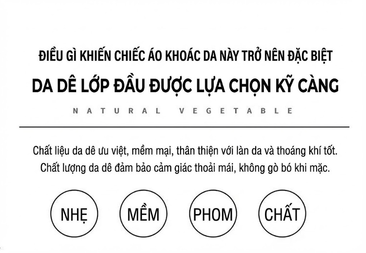 Áo Khoác Da Thật Nam Dáng Bomber Cổ Lông Chồn, Da Dê Màu Đen chi tiết 1