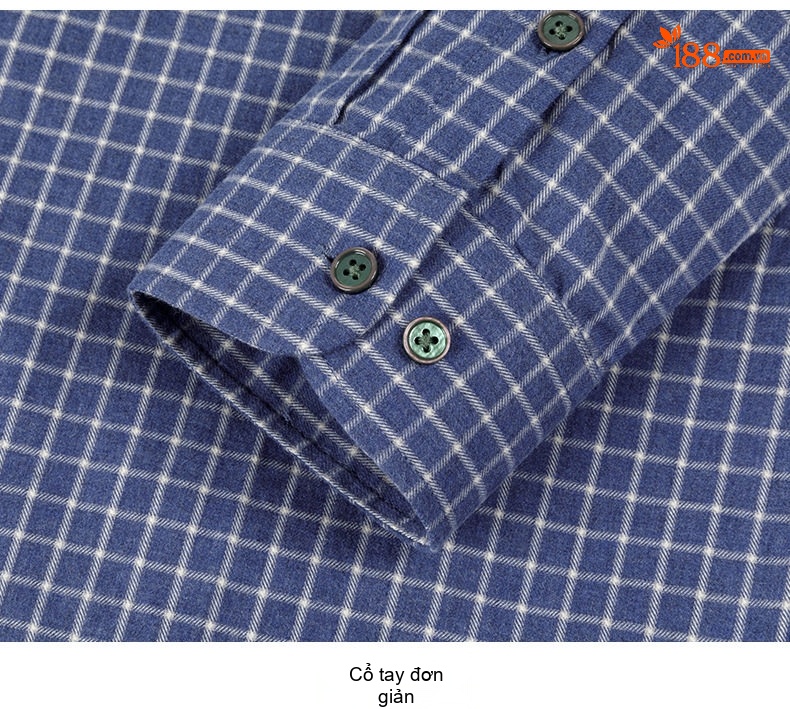 Áo Sơ Mi Nam Tay Dài Cotton Mài Lông Họa Tiết Kẻ Caro Phong Cách Trung Niên Màu Xanh Dương, Xám, Đen, Xanh Lá... chi tiết 9
