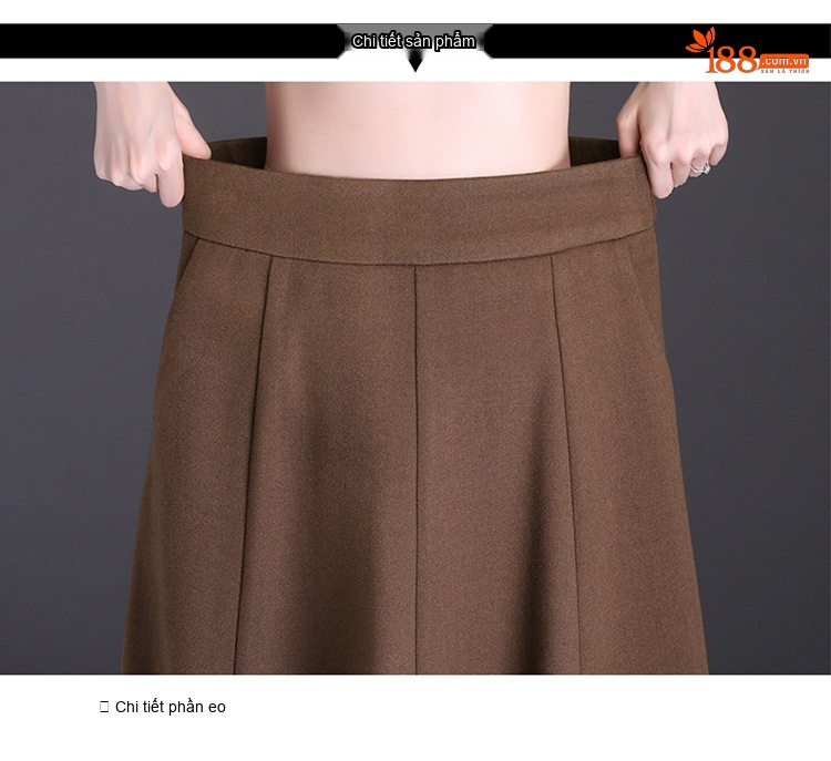 Chân Váy A Lửng Nữ Lưng Cao Chất Liệu Nỉ Màu Đen, Nâu chi tiết 12