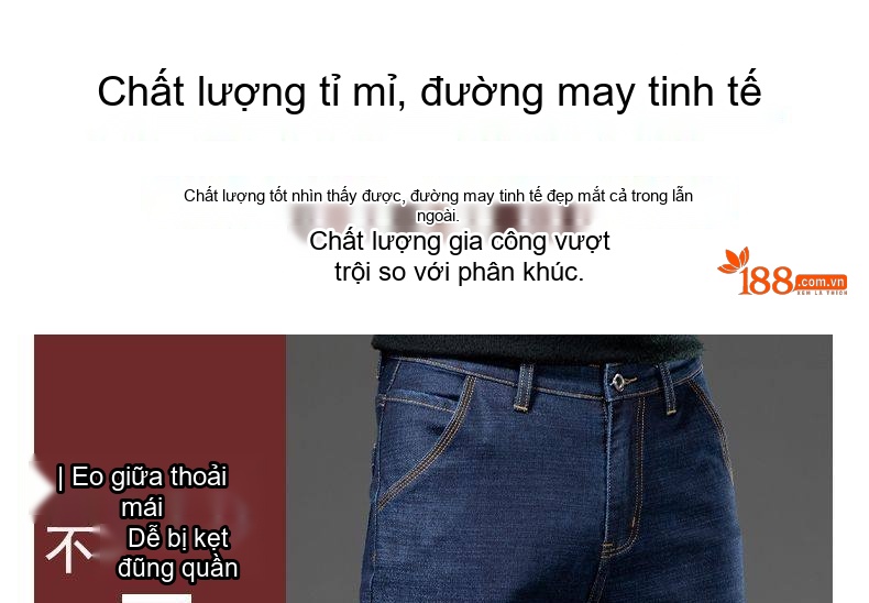 Quần Jean Dài Nam Ống Đứng Lưng Cao Co Giãn Thoải Mái Màu Xanh Đen chi tiết 29