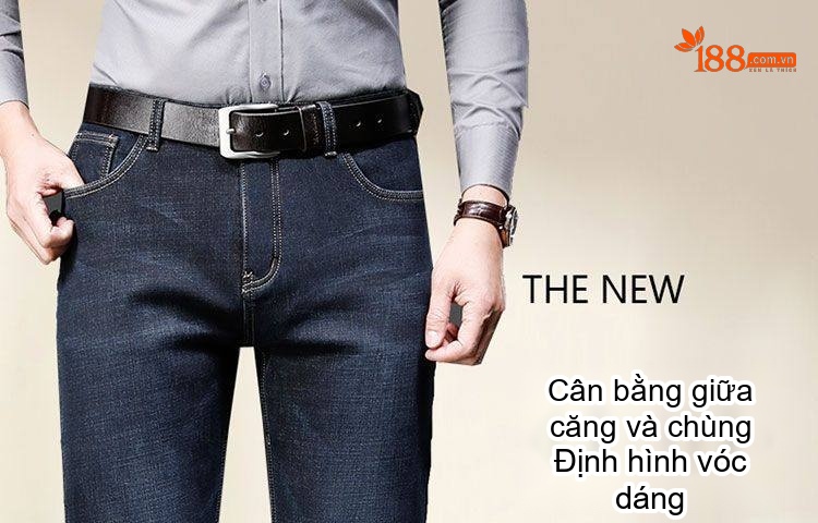Quần Jean Nam Ống Đứng Lót Lông Dày Dặn Màu Xanh Dương chi tiết 1