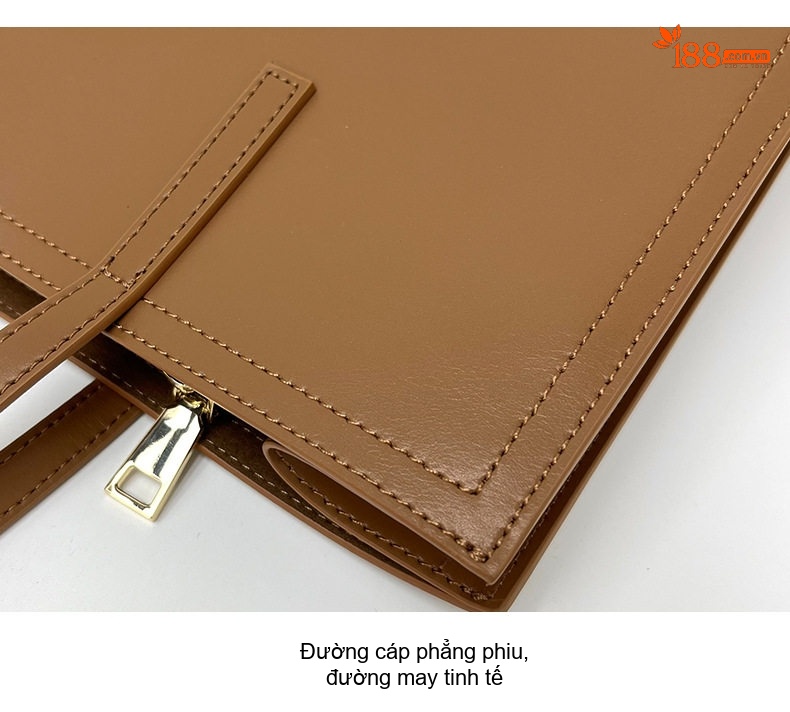 Túi Tote Nữ Da Bò Thiết Kế Nhỏ Gọn, Đựng Vừa A4, Đeo Vai Công Sở Màu Nâu, Be, Đen chi tiết 27