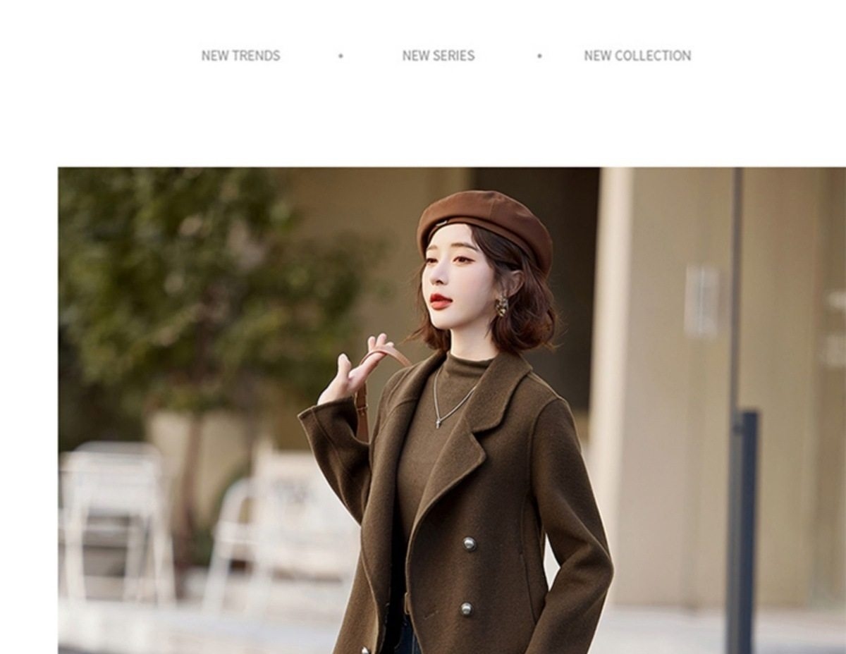Áo Khoác Dạ Nữ Dáng Vest Hai Mặt Lông Cừu Cashmere Phong Cách Tiểu Thư Màu Đỏ, Xám, Nâu, Kem chi tiết 40