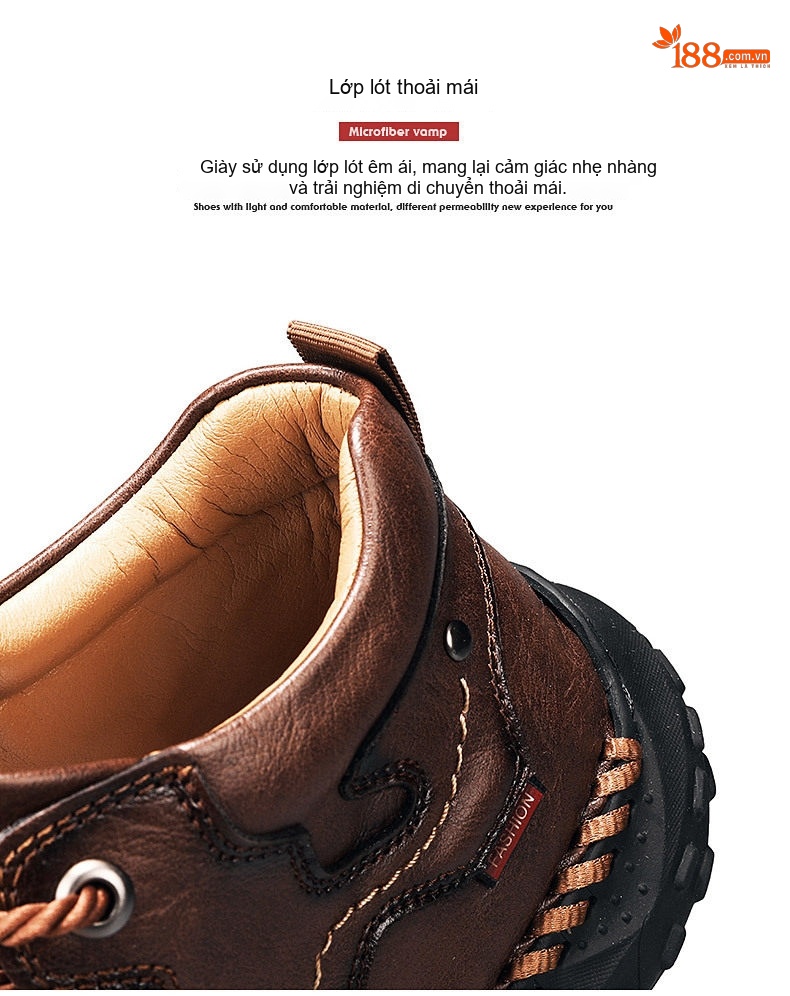 Giày Boot Nam Cổ Cao Dây Buộc Da Bóng Phong Cách Casual Chiều Cao Đế Khoảng 3cm Màu Nâu chi tiết 10