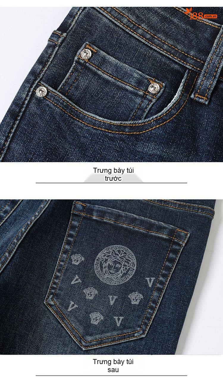 Quần Jean Nam Cotton In Họa Tiết Rách Gối Dáng Ôm Vừa Màu Xanh chi tiết 58