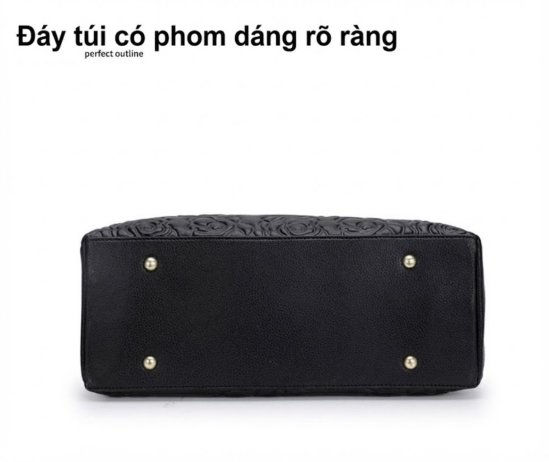 Túi Xách Tay Nữ Da Bò Dung Tích Lớn Phong Cách Thời Trang Màu Đen chi tiết 12