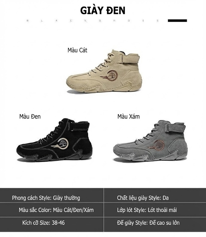 Giày Boot Nam Dây Buộc Da Mờ Phong Cách Casual Chiều Cao Đế Khoảng 3cm Màu Be, Xám chi tiết 3