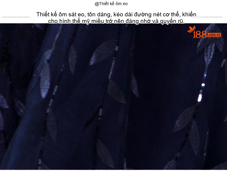 Váy Dạ Hội Dáng Dài Cổ chữ Vuông Tay Bồng Thướt Tha Màu Xanh Navy chi tiết 13