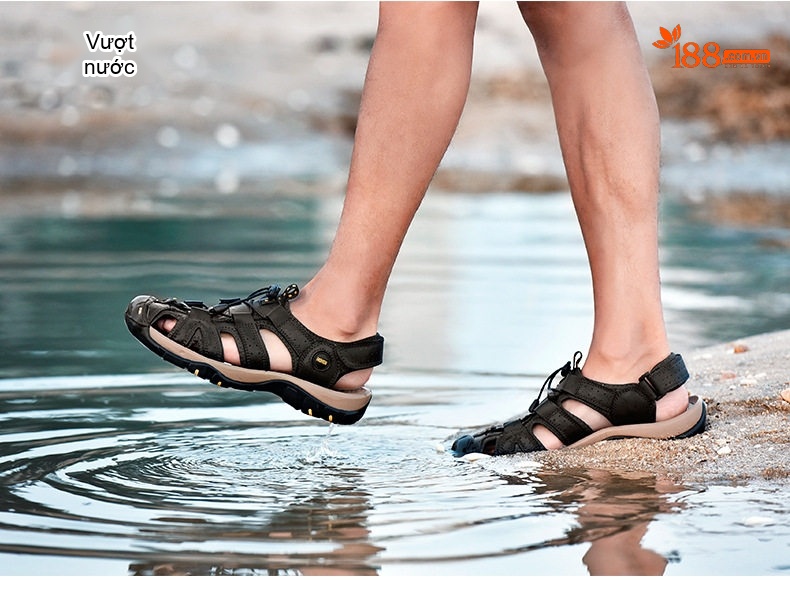 Dép Sandal Nam Bít Mũi Thoáng Khí Chống Trượt Đi Bộ Đường Dài Thủ Công Chiều Cao Đế Khoảng 3cm Màu Đen, Nâu, Xám chi tiết 5