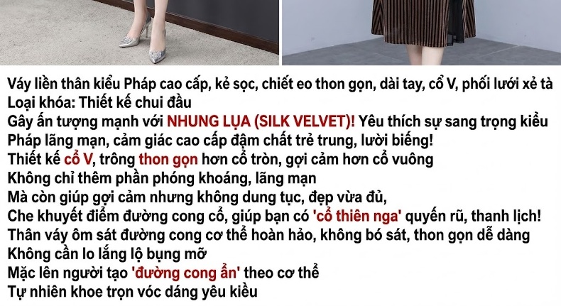 Váy Ôm Body Nữ Cổ Chữ V Họa Tiết Kẻ Caro Dáng Đuôi Cá Dài Tay Màu Đỏ, Đen, Trắng chi tiết 2