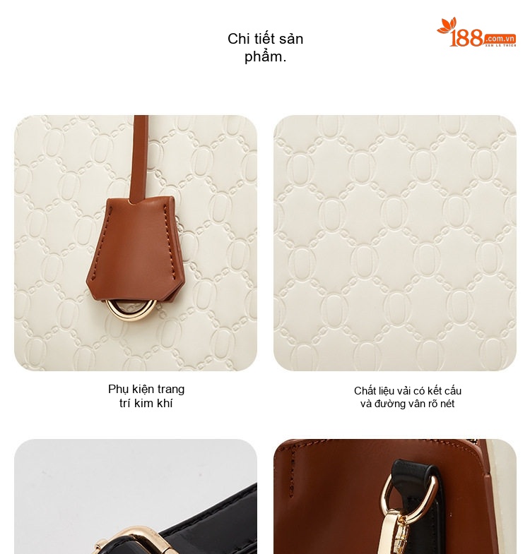 Bộ Túi Xách Tay, Túi Đeo Vai, Túi Clutch và Ví Nữ Da Bóng chi tiết 19