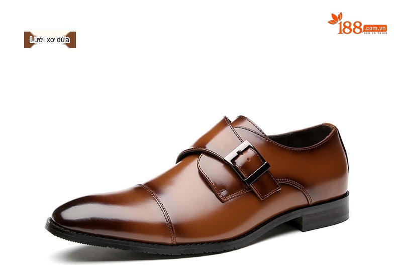 Giày Tây Monk Strap Nam Da Bóng Chiều Cao Đế Khoảng 3cm Màu Đen, Nâu chi tiết 18