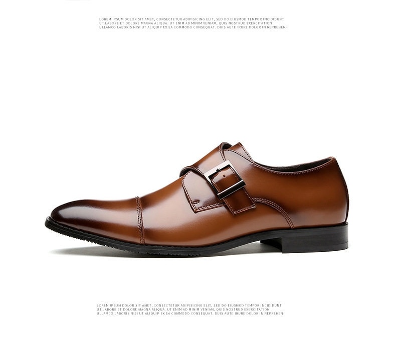 Giày Tây Monk Strap Nam Da Bóng Chiều Cao Đế Khoảng 3cm Màu Đen, Nâu chi tiết 19