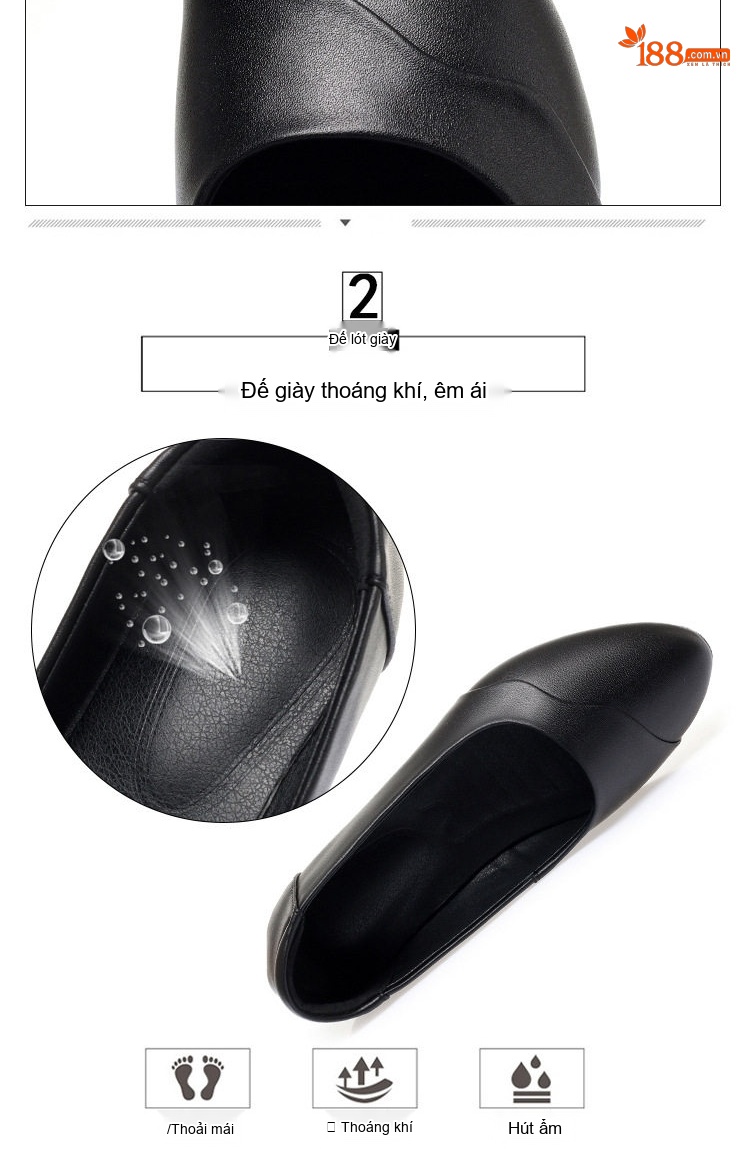 Giày Búp Bê Nữ Da Mềm Đế Mềm Thoải Mái Chiều Cao Đế Khoảng 1cm Màu Kem, Đen, Nâu chi tiết 3