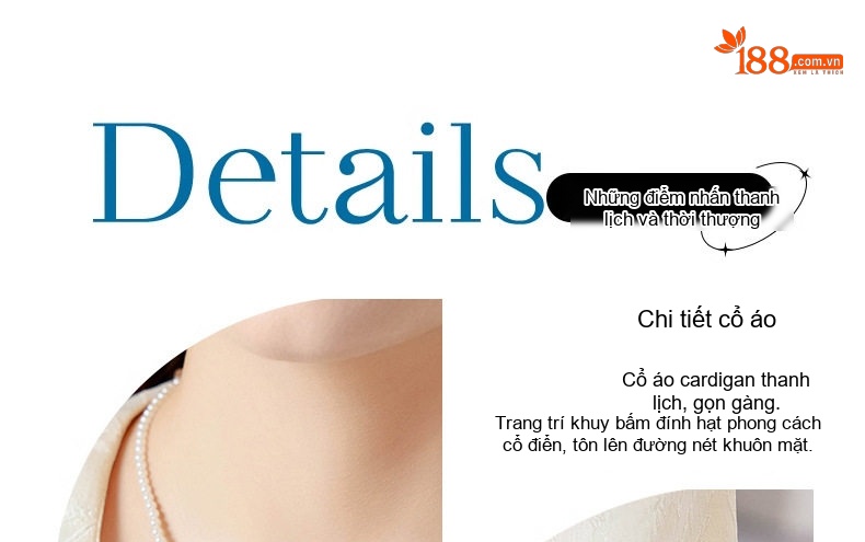 Áo Khoác Lửng Trung Hoa Cổ Điển Tay Dài Khuy Nút Thắt Jacquard Màu Trắng, Đen chi tiết 7