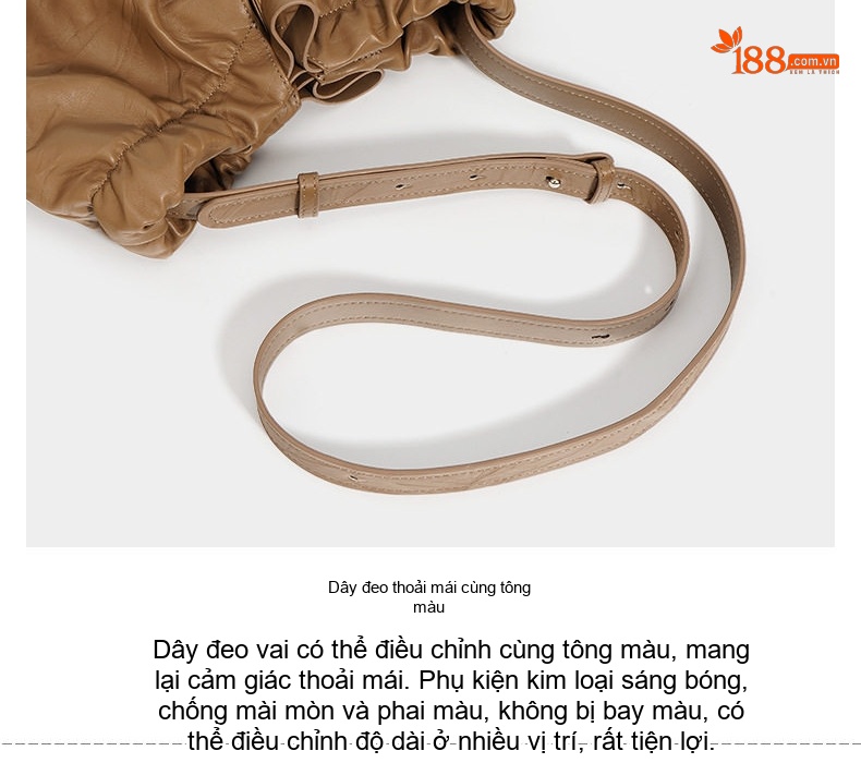 Túi Đeo Vai/Đeo Chéo Nữ Da Thật Phong Cách Vintage Tối Giản Màu Nâu chi tiết 8