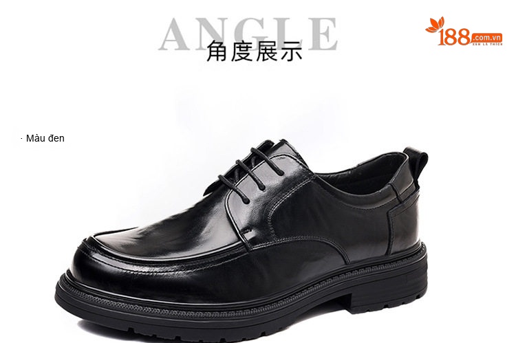 Giày Lười Nam Da Bò Cao Cấp Chiều Cao Đế Khoảng 3cm Màu Đen chi tiết 15