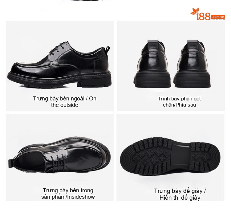 Giày Lười Nam Da Bò Cao Cấp Chiều Cao Đế Khoảng 3cm Màu Đen chi tiết 16