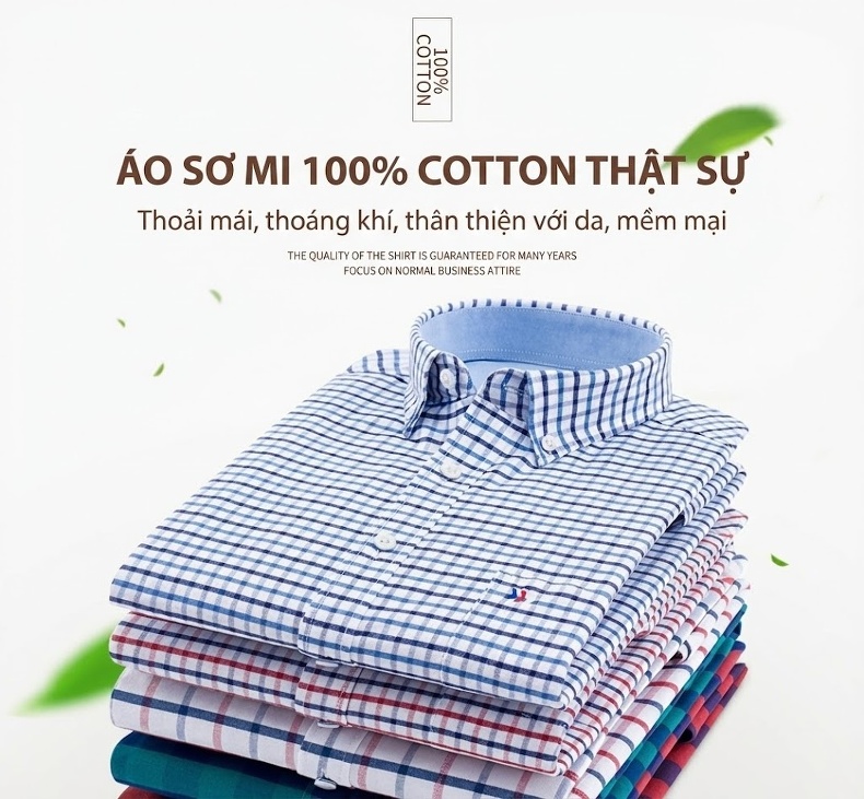 Áo Sơ Mi Nam Tay Dài Cotton Oxford Giặt Nước Kẻ Caro Mặc Đơn Giản Lót Trong Công Sở Màu Trắng, Xanh Dương, Xám, Hồng... chi tiết 1