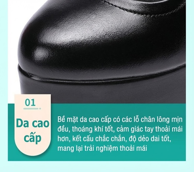 Giày Cao Gót Quai Mary Jane Nữ Chiều Cao Đế Khoảng 15cm Da Bóng Màu Đen, Trắng, Bạc chi tiết 15