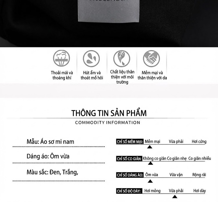 Áo Sơ Mi Nam Tay Dài Thêu Họa Tiết Lúa Mì Cao Cấp Phong Cách Châu Âu Màu Đen, Trắng chi tiết 5