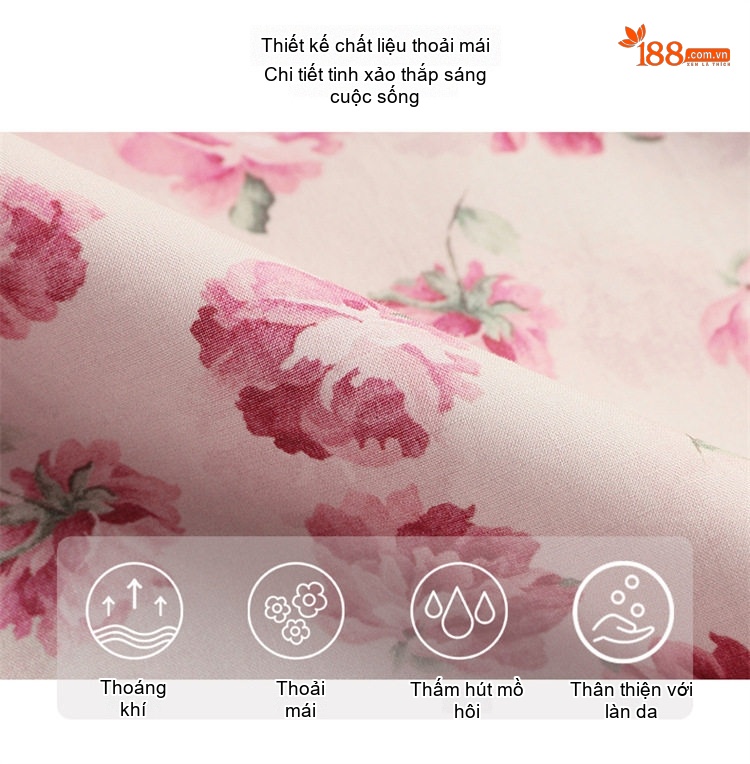 Váy Đầm Nữ Tiểu Thư Cổ chữ V Tay Ngắn Họa Tiết Hoa Nhỏ Thanh Lịch chi tiết 8