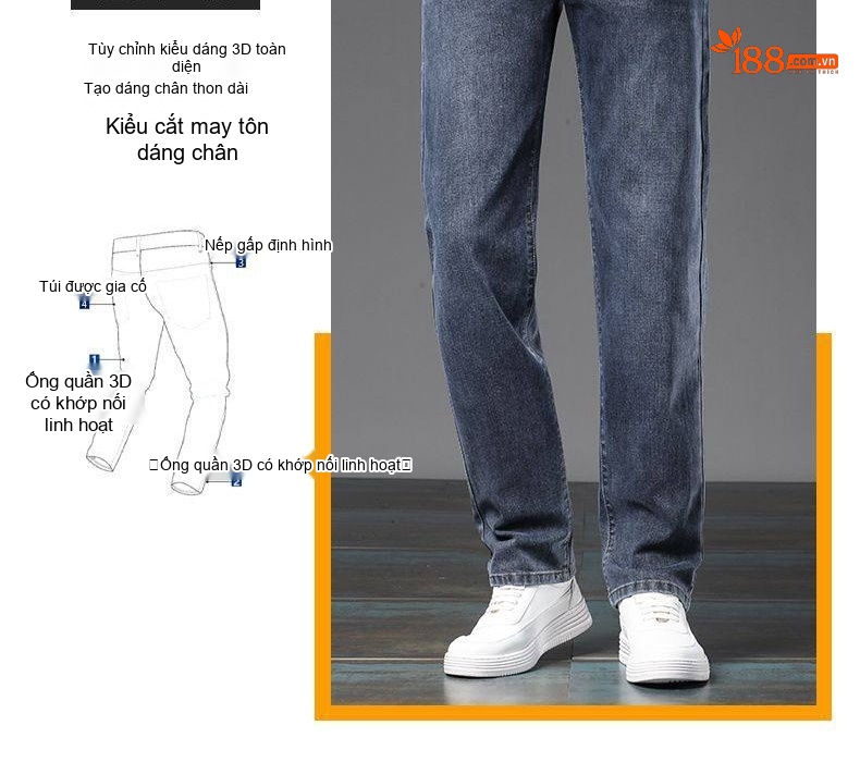 Quần Jean Nam Ống Đứng Dáng Rộng Thoải Mái Màu Xám Đen chi tiết 11