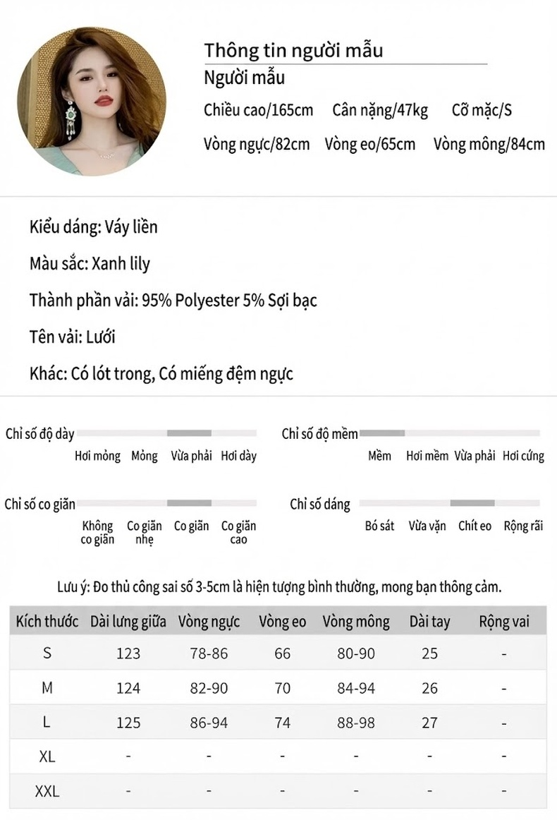 Váy liền thân Nữ V Cổ Tay Bồng Ôm Dáng Đuôi Cá Lưới Mỏng Màu Xanh Bạc Hà chi tiết 2