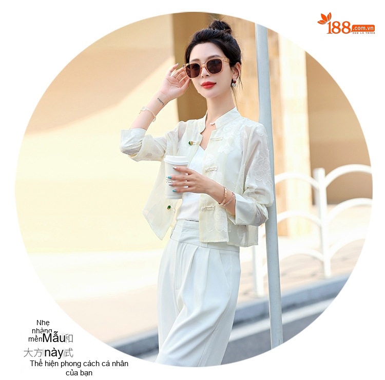 Áo Khoác Cardigan Nữ Kiểu Trung Quốc Tân Thời Thượng, Mỏng, Tay Lỡ Màu Xám, Đen, Xanh Lá, Trắng... chi tiết 13