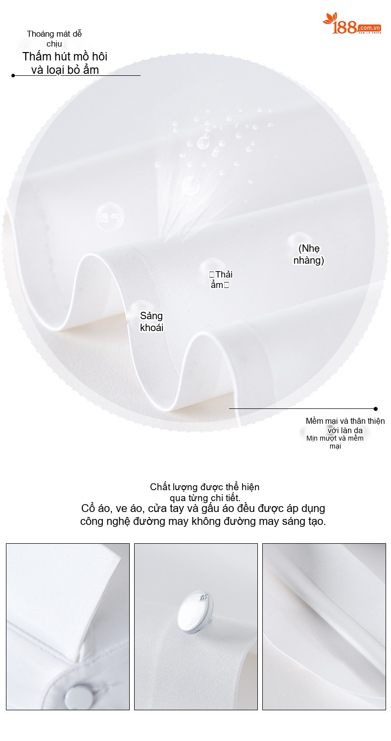 Áo Sơ Mi Nam Tay Ngắn Lụa Tằm Chống Nhăn Không Cần Ủi Màu Trắng, Đen, Xanh Dương, Xanh Lá chi tiết 8