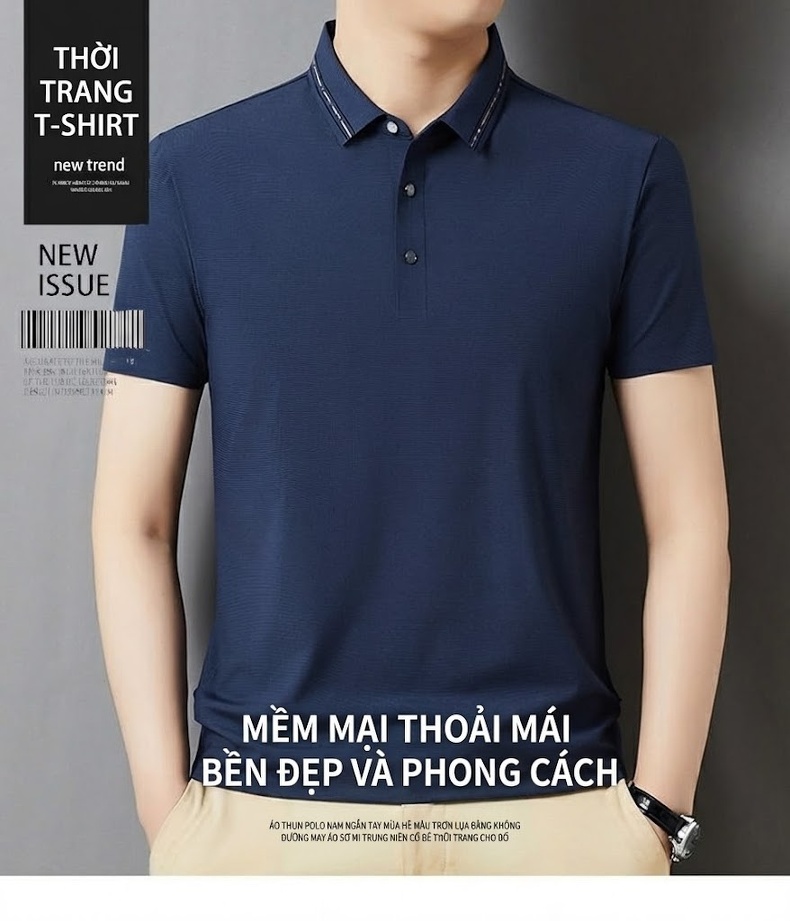 Áo Polo Nam Ngắn Tay Co Giãn Không Nhăn Màu Trắng, Đen, Xám, Nâu... chi tiết 1