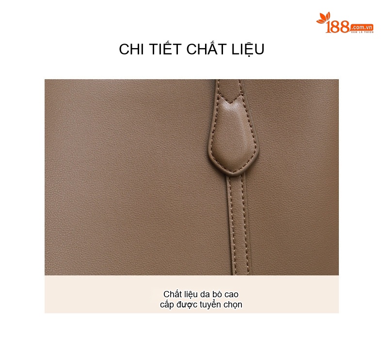 Túi Tote Nữ Da Thật Đựng Vừa A4 Phong Cách Thanh Lịch Màu Nâu chi tiết 3