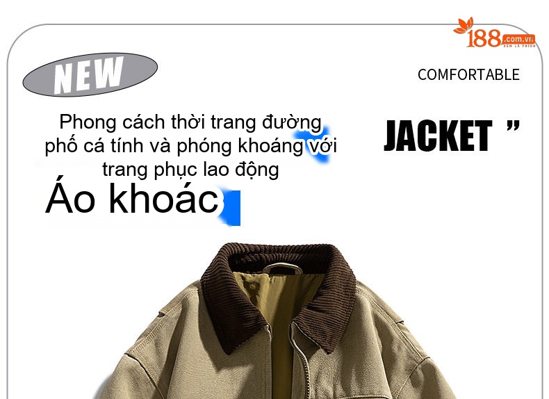 Áo Khoác Dài Tay Nam Vải CORDUROY Phong Cách Nhật Bản Retro Màu Be, Đen, Xám, Nâu... chi tiết 1