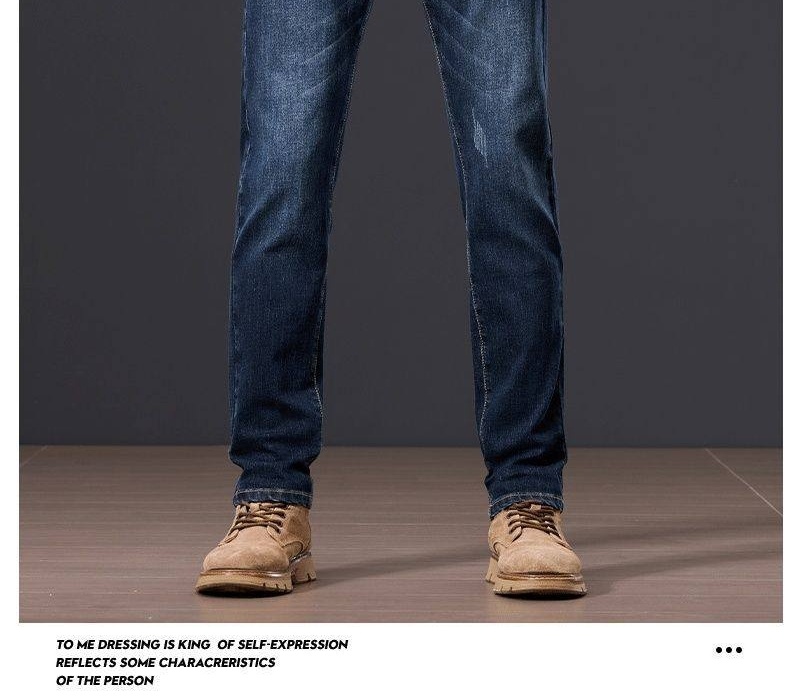 Quần Jean Nam Ống Đứng Vừa Vặn Phong Cách Retro Vải Denim Màu Xanh Dương chi tiết 18