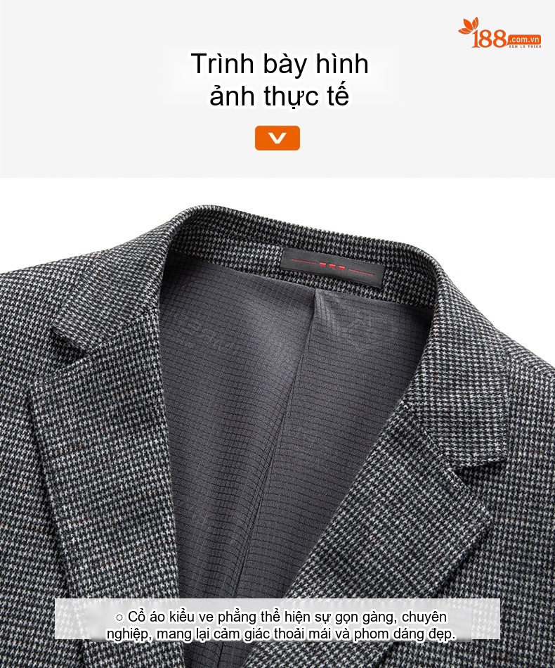 Áo Vest Blazer Nam Họa Tiết Chân Chim Co Giãn Chống Nhăn Dáng Ôm Vừa Vặn Màu Xám chi tiết 22