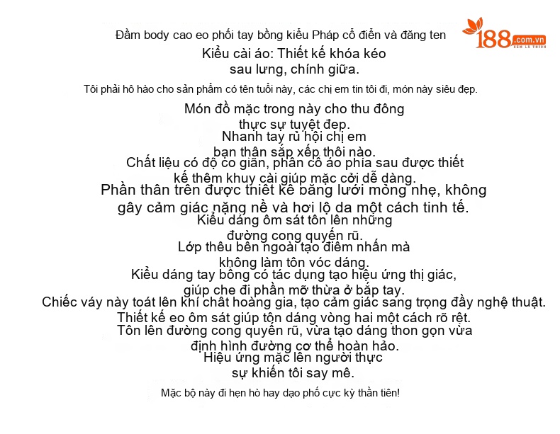 Đầm Ôm Body Nữ Tay Lưới Bồng Phong Cách Pháp Cổ Điển Màu Đen chi tiết 2