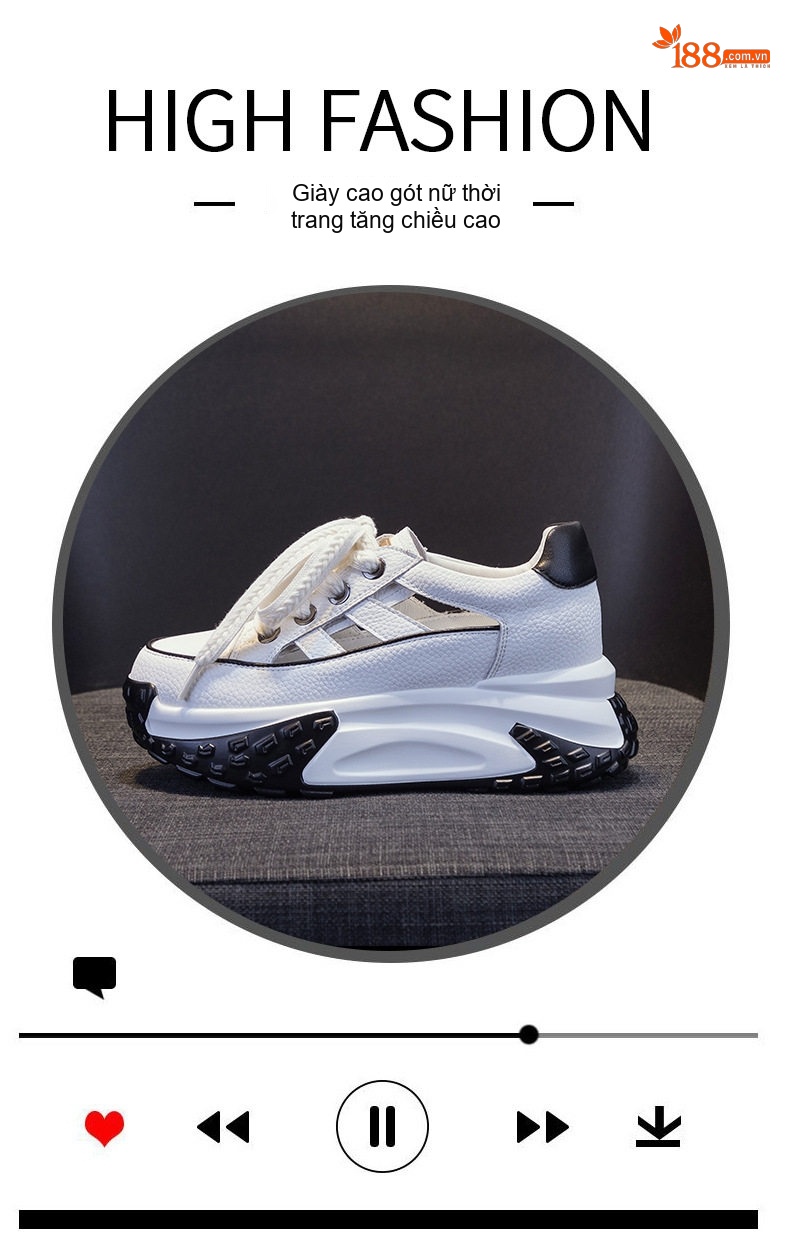 Giày Sneaker Nữ Da Thật Lỗ Thoáng Khí Đế Dày Chiều Cao Đế Khoảng 5cm Màu Đỏ, Trắng, Vàng, Đen... chi tiết 6