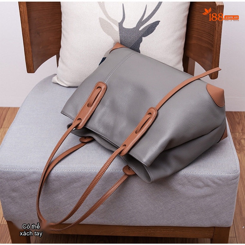 Túi Tote Nữ Da Thật Đựng Đồ Dung Lượng Lớn Phong Cách Cao Cấp Màu Đen chi tiết 15