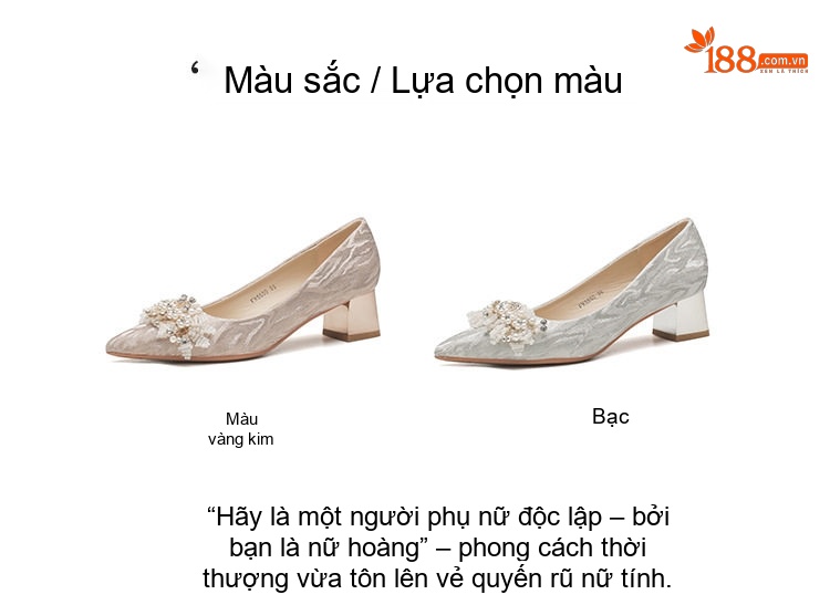 Giày Cao Gót Nữ Mũi Nhọn Đính Đá Chiều Cao Đế Khoảng 5cm Màu Trắng chi tiết 3