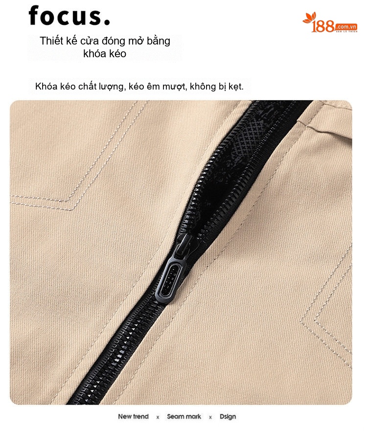 Áo Khoác Bomber Nam Cotton Dáng Đứng Cổ Tay Bo Chun Thu Đông Màu Be, Đen, Vàng Nâu chi tiết 8