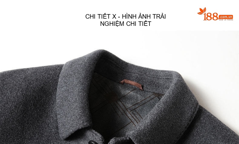 Áo Khoác Dạ Nam Dáng Dài Vừa Vặn Cổ Bẻ Lót Lông Vũ Ấm Áp Màu Xám, Đen chi tiết 15