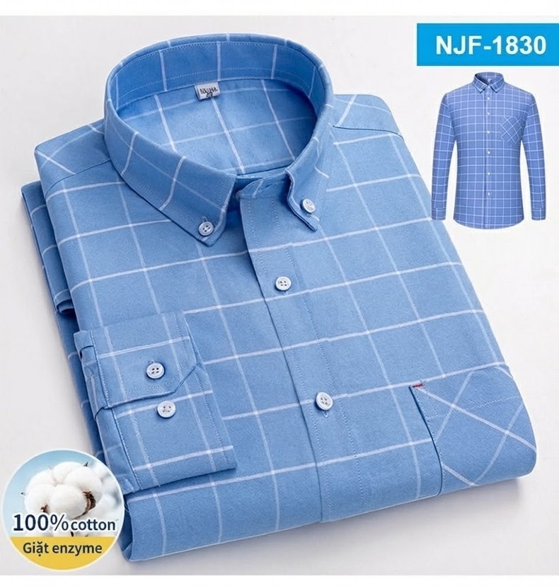Áo Sơ Mi Tay Dài Cotton Oxford Dáng Rộng Thoải Mái Màu Trắng, Xám, Xanh, Đỏ... chi tiết 28