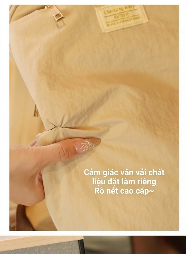 Balo Nữ Đeo Vai Hai Dây Mềm Mại Chống Sốc Thoải Mái Size Vừa Bền Bỉ Màu Be chi tiết 6