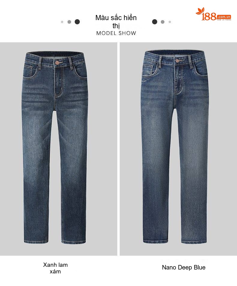 Quần Jean Nam Ống Đứng Co Giãn Thoải Mái Dáng Suông Màu Xanh Denim chi tiết 46