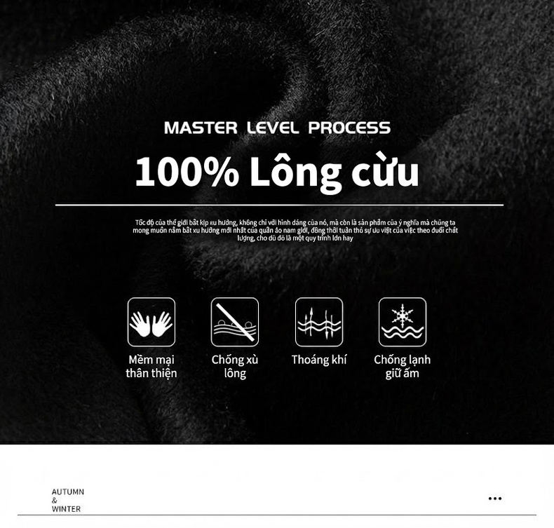 Áo Khoác Nam Lông Cừu 100% Dáng Bomber Có Lót Lông Vũ Màu Đen chi tiết 6